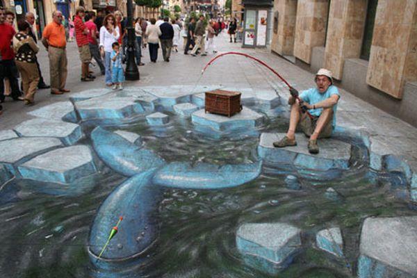 Arte callejero en el suelo