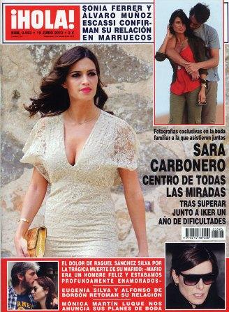 Sara Carbonero, vestida de novia en una boda, portada de la revista Hola