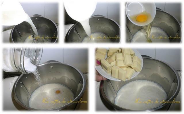 Natillas de chocolate blanco al Pedro Ximénez