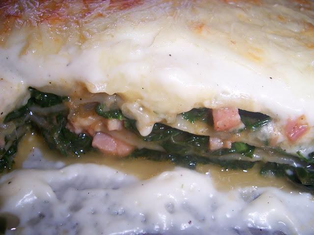 LASAÑA DE ESPINACA Y BACON