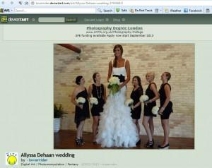 En el sitio web Devianart aparece la fotografía manipulada de la boda de esta jugadora de baloncesto