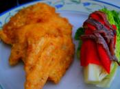 Muslo Pollo Rebozado Lechuga Cogollo, Pimientos rojos Anchoas Salazon