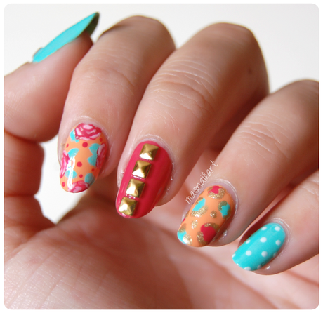 NOTD: Uñas primaverales vintage con mix de estampados. NOTD: Uñas primaverales vintage con mix de estampados.