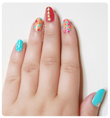 NOTD: Uñas primaverales vintage con mix de estampados. NOTD: Uñas primaverales vintage con mix de estampados.