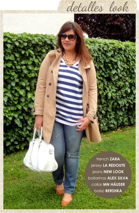Outfit Plus size: Jeans, navy y bailarinas