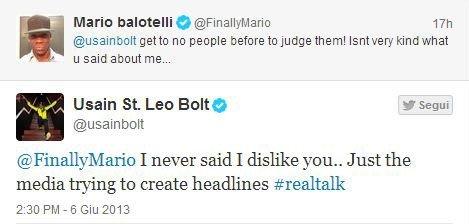 Curiosidad Deportiva : Balotelli y Bolt, enfrentados en Twitter