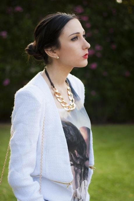 White Blazer And Mint Clutch