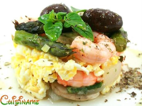 huevos revueltos, revuelto de huevos, recetas originales, huevos, gambas, revuelto con gambas, espárragos, recetas de cocina, recetas caseras, recetas fáciles, humor, curiosidades gastronómicas