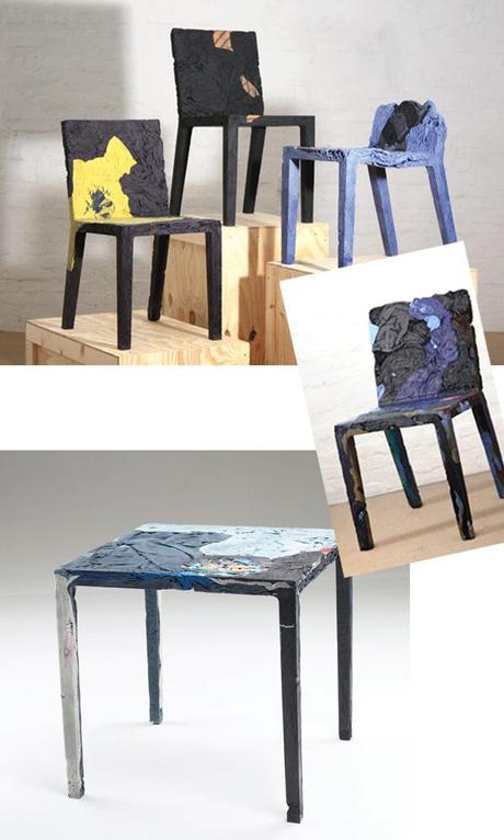 Materiales cotidianos para Sillas y Mesas Recicladas: Señales de Tráfico y Ropa Usada. remember Materiales cotidianos para Sillas y Mesas Recicladas: Señales de Tráfico y Ropa Usada.