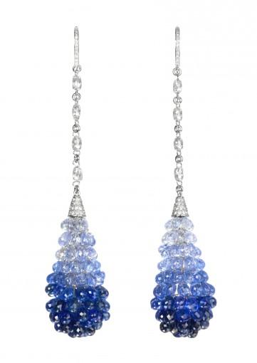 Chopard Pair of Earclips A luminous pair of sapphire and diamonds copacabana earrings 