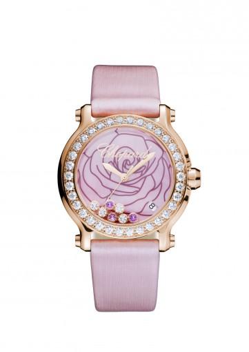 Chopard Watches Happy Sport Medium Watch 18-carat rose gold, pink sapphires and diamonds