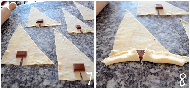 Croissants de hojaldre con chocolate