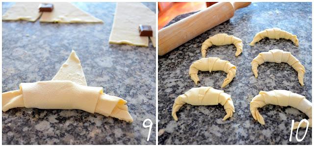 Croissants de hojaldre con chocolate