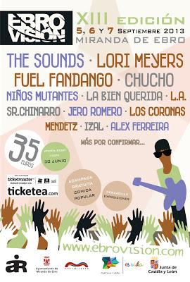 Ebrovisión 2013 Confirma a The Sounds, Lori Meyers, Jero Romero, Fuel Fandango, Niños Mutantes...