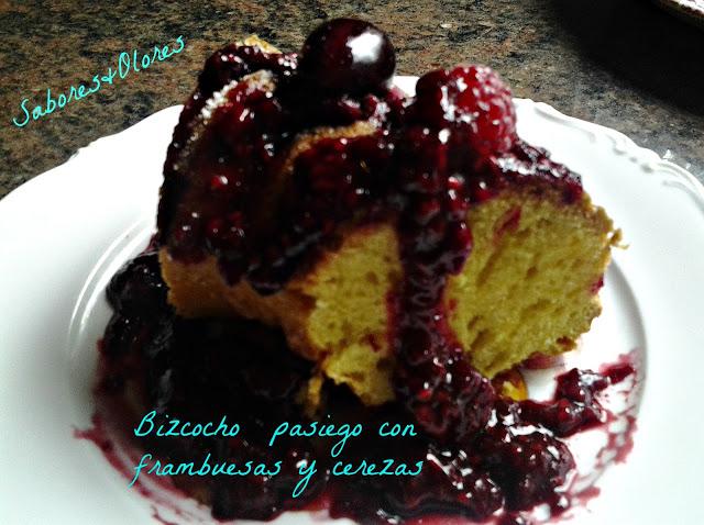 BIZCOCHO PASIEGO CON FRAMBUESAS Y CEREZAS BIZCOCHO PASIEGO CON FRAMBUESAS Y CEREZAS