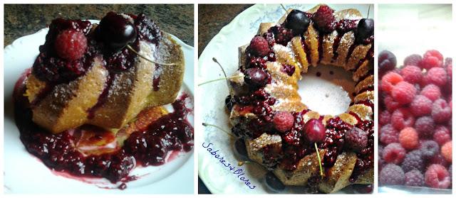 BIZCOCHO PASIEGO CON FRAMBUESAS Y CEREZAS BIZCOCHO PASIEGO CON FRAMBUESAS Y CEREZAS