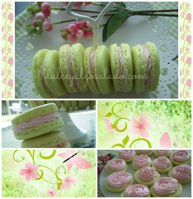 Macarons con crema de mantequilla con frutas del bosque.