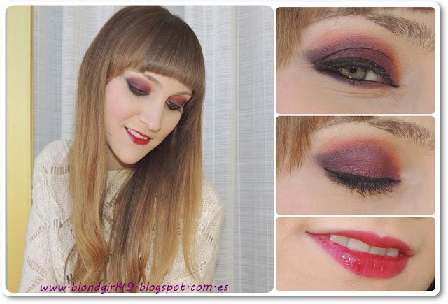 Look de maquillaje borgoña