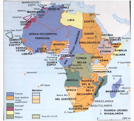 Principales metrópolis y sus colonias en África (creartehistoria)