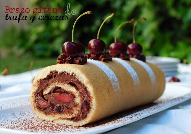 Brazo gitano de trufa y cerezas del Jerte