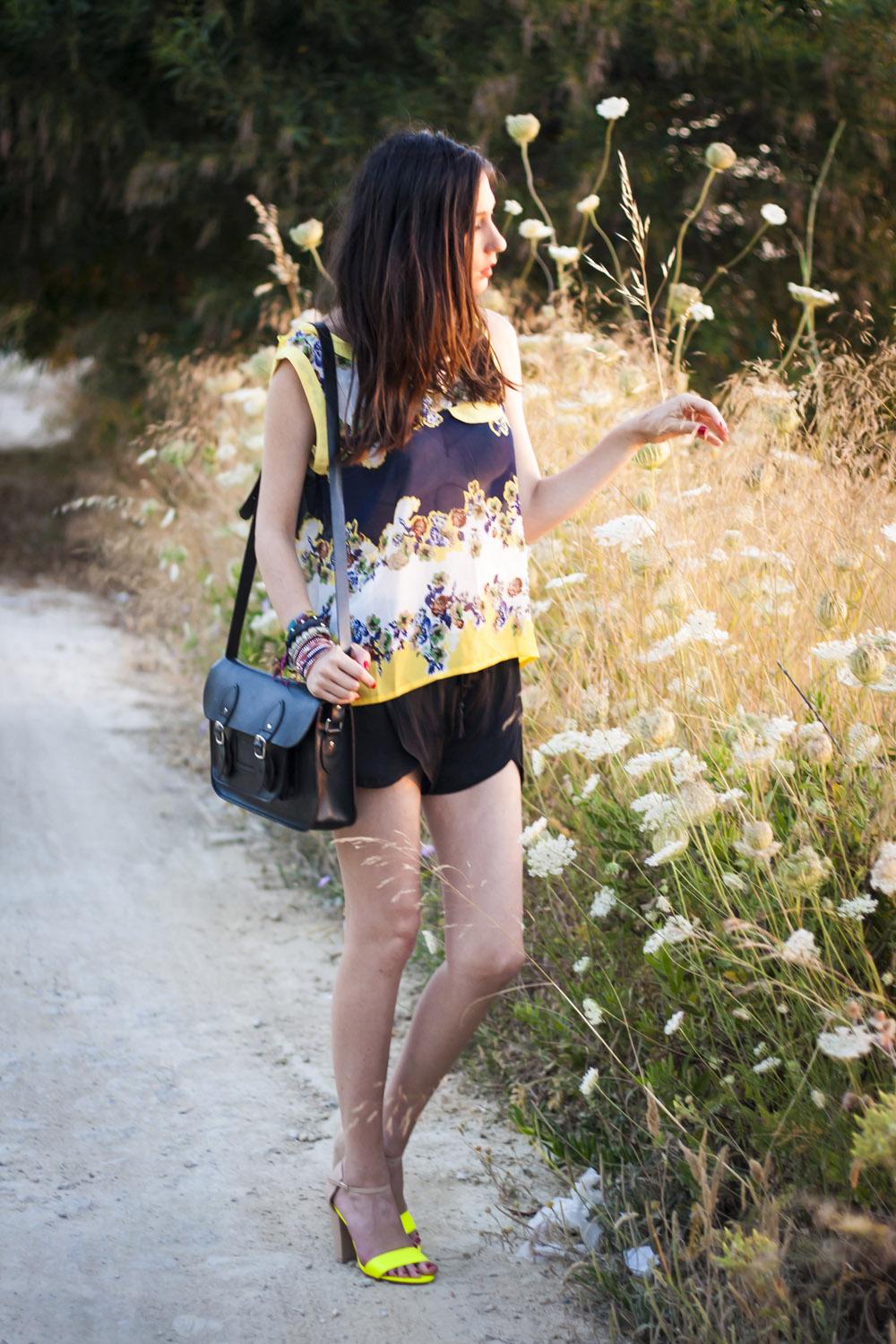 Floral Print And YellowAholic Girl