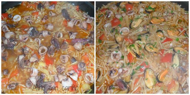 FIDEUÁ DE CHIPIRONES Y MEJILLONES