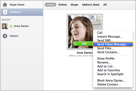 Nueva función de vídeo mensaje para Skype