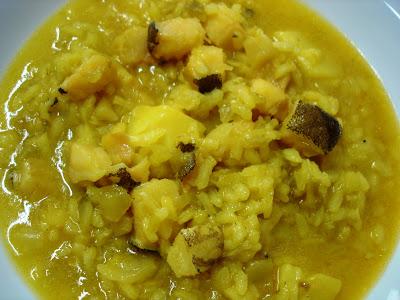 Arroz caldoso con bacalao y col de hojas