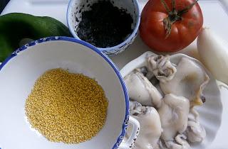 Mijo al Nero di Sepia con Sepia Y Ensalada de Esparragos y más