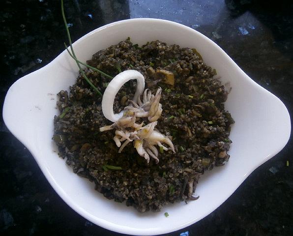 Mijo al Nero di Sepia con Sepia Y Ensalada de Esparragos y más