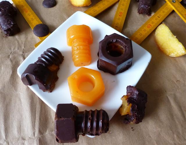 Bombones rellenos de melocotón