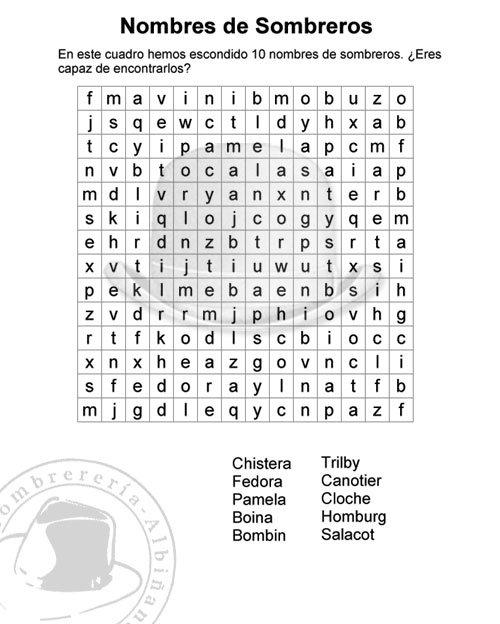 Sopa de Letras y Sombreros