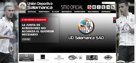 Portada de la web de la UD Salamanca con la noticia de la liquidación de la entidad