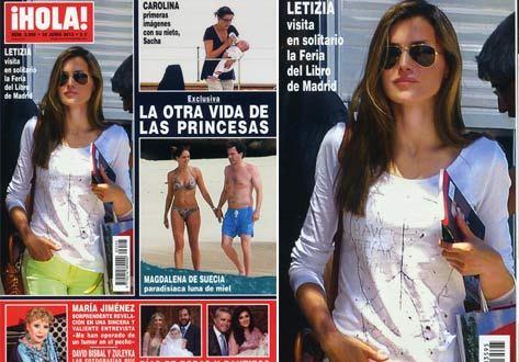 Dña. Letizia, con look casual en la Feria del Libro,  portada de la revista Hola