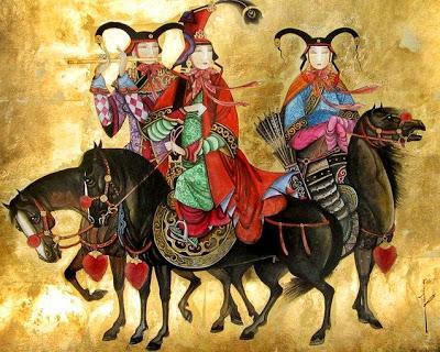 pintura tradicional Mongol y arte contemporáneo asiático, nomadas