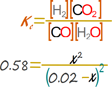 Problemas de equilibrio químico, tipo 4: Resolviendo problemas en los que se obtiene una ecuación cuadrática de modo manual.