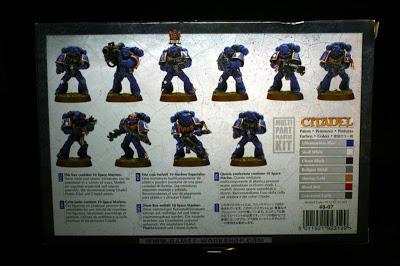 Contraportada de la caja de Marines Espaciales de Warhammer 40000