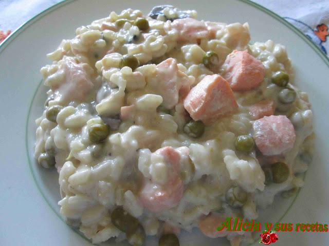 RISOTTO CON SALMÓN Y GUISANTES