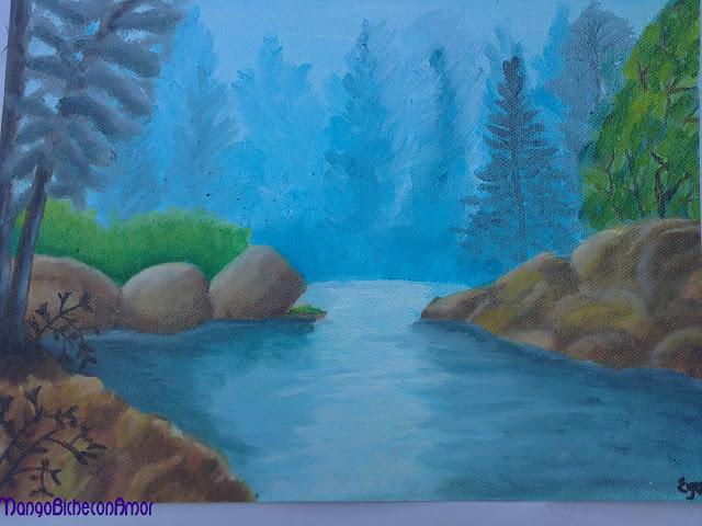 pintura rio oleo sobre lienzo