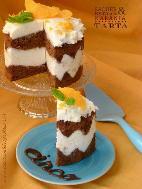 Tarta Sacher & Nata a la Naranja