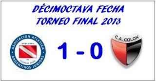 Argentinos Juniors:1 - Colón:0 (Fecha 18°)