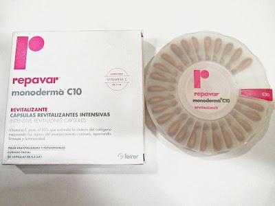 Vitamina C para el rostro: REPAVAR MONODERMA C10 (cápsulas revitalizantes intensivas )