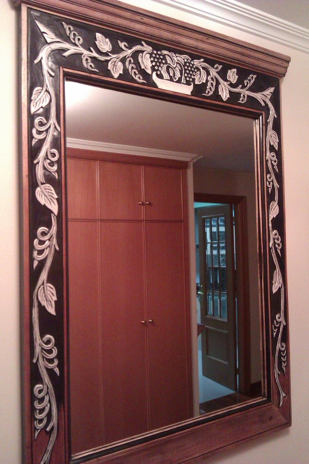 ♥ ♥ ♥ RENOVANDO UN ESPEJO RÚSTICO EN MADERA CON RELIEVE