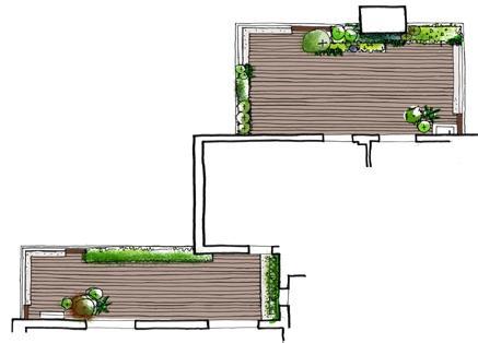 croquis 03 croquis 03 Diseño de jardín en un ático para 2 terrazas