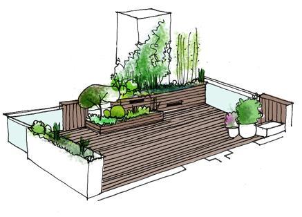 croquis 01 croquis 01 Diseño de jardín en un ático para 2 terrazas