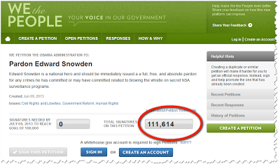 Más de 111 mil personas piden a Obama perdón para Edward Snowden