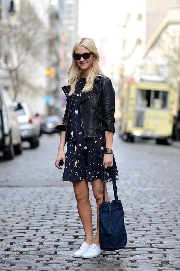 Street Style: Estilo en cualquier estación del año con la chaqueta de cuero motera!