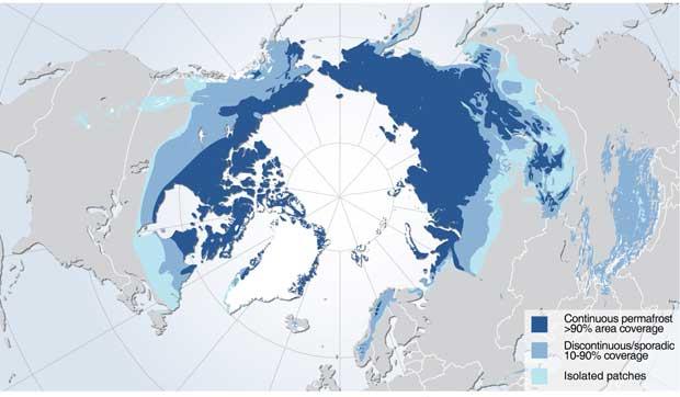 zonas de permafrost en el Ártico