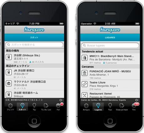 Foursquare en 5 idiomas