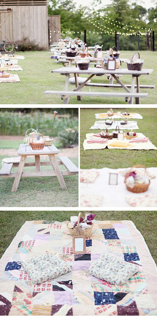 Bodas de hoy... ¡Mantas de patchwork y cestas de mimbre!